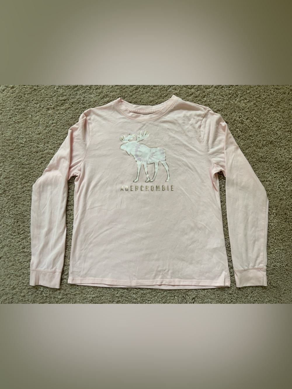 Abercrombie Kids Light Pink Long-Sleeve Moose Logo Graphic t-shirt 13/14